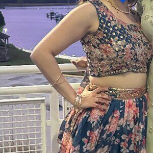 Blue Floral Lehenga Choli